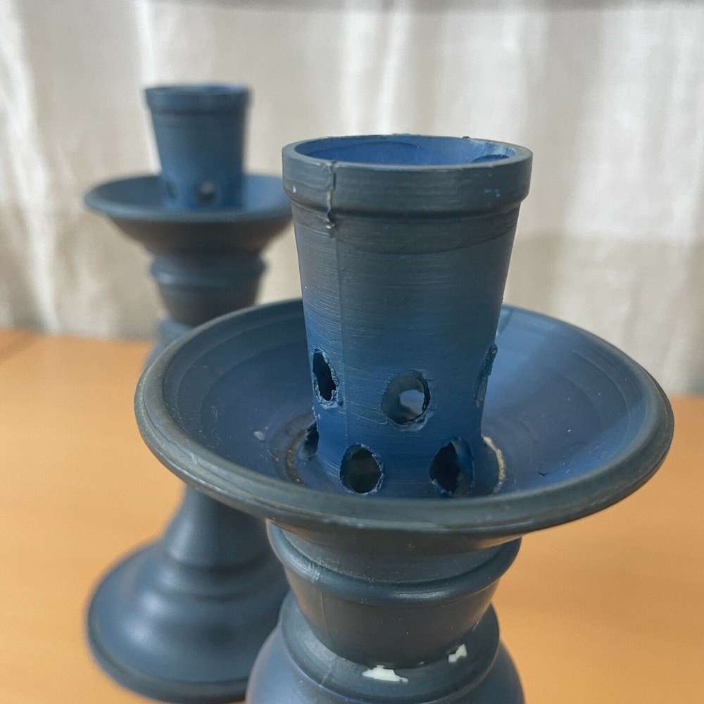 Vintage‎ 1965 Deldan Design Blue Candlestick Holders made in ITALY Neutral Retro - Picture 5 of 9